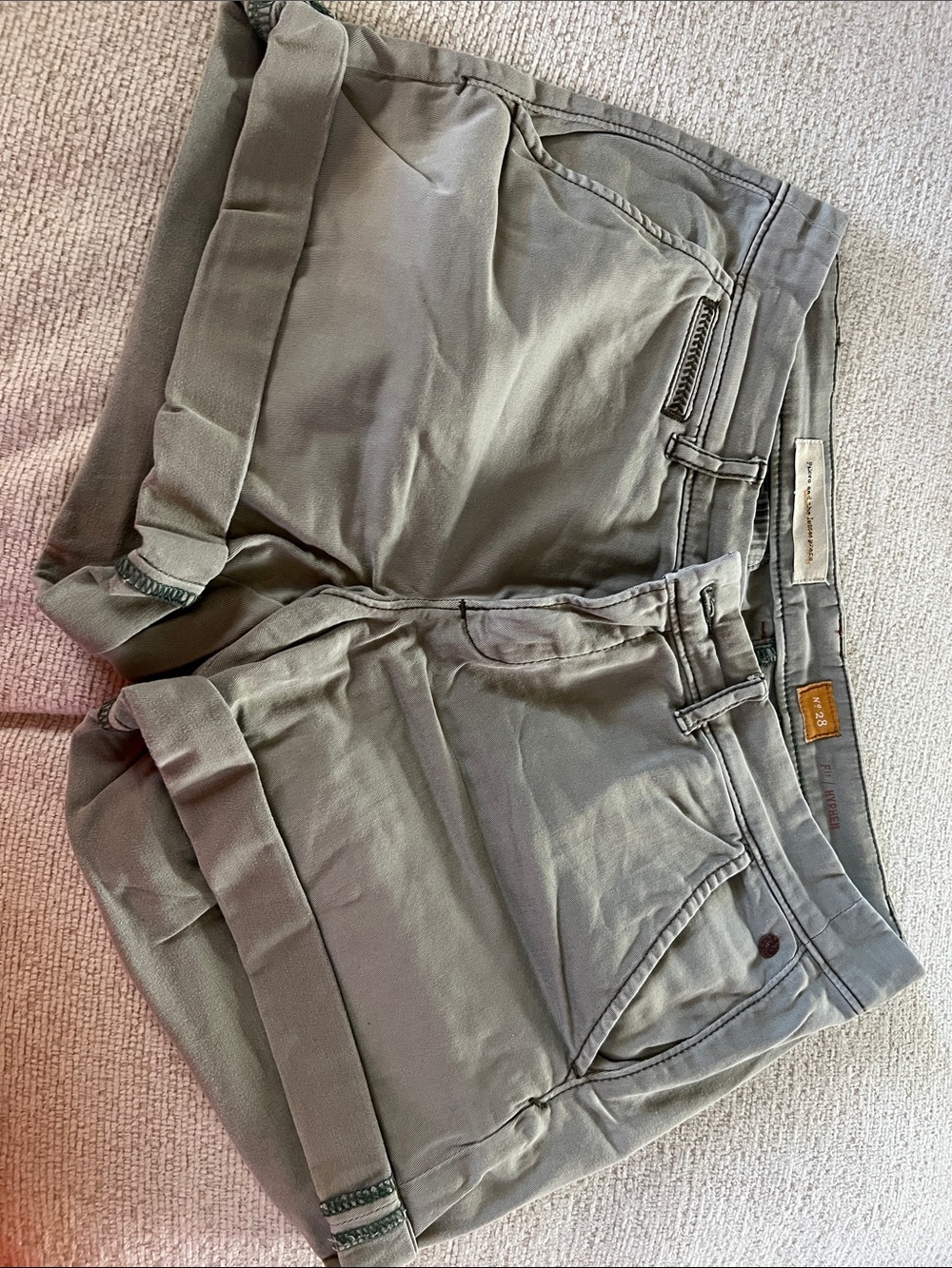 Pilcro and the Letterpress Olive Green Rolled Hem Shorts